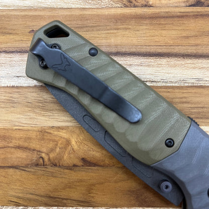 Benchmade PSK 3.5" Folding Knife w/ Gray & OD Green G10 Handle