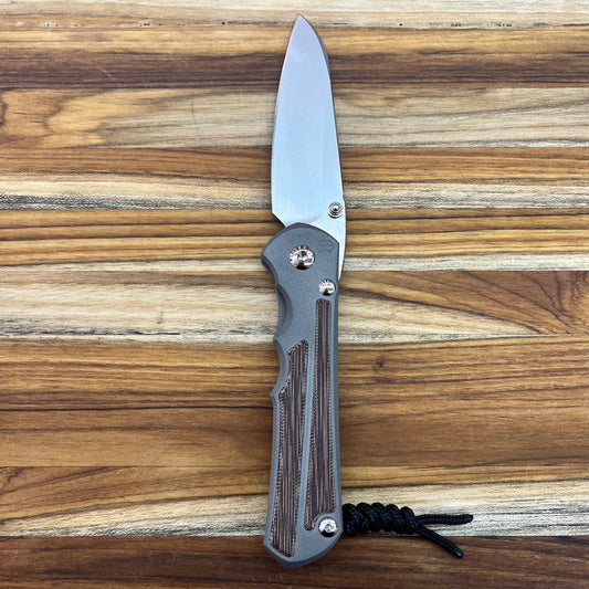 Chris Reeve Large Inkosi 3.5" Folding Knife w/ Titanium Handle & Natural Canvas Micarta Inlay