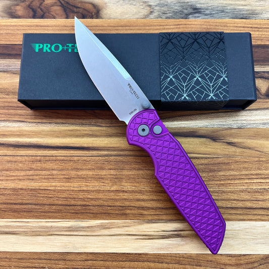 Pro-Tech TR-3 Integrity 3.5" Folding Knife w/ Purple Relic Textured Aluminum Handle