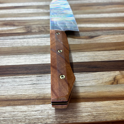 Meglio Semi-Custom 9" Satin K-Tip Western Chef's Knife w/ Lasered Abstract Beauty & Torrey Pine Handle