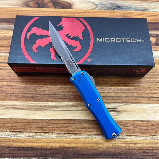 Microtech Hera II Mini S/E 3" P/S OTF w/ Blue Aluminum Handle