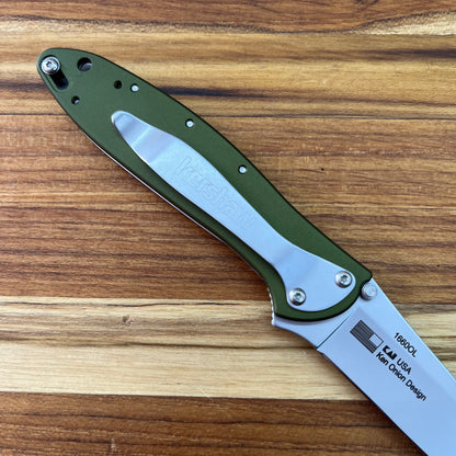 Kershaw Leek 3" Flipping Knife w/ Olive Aluminum Handle