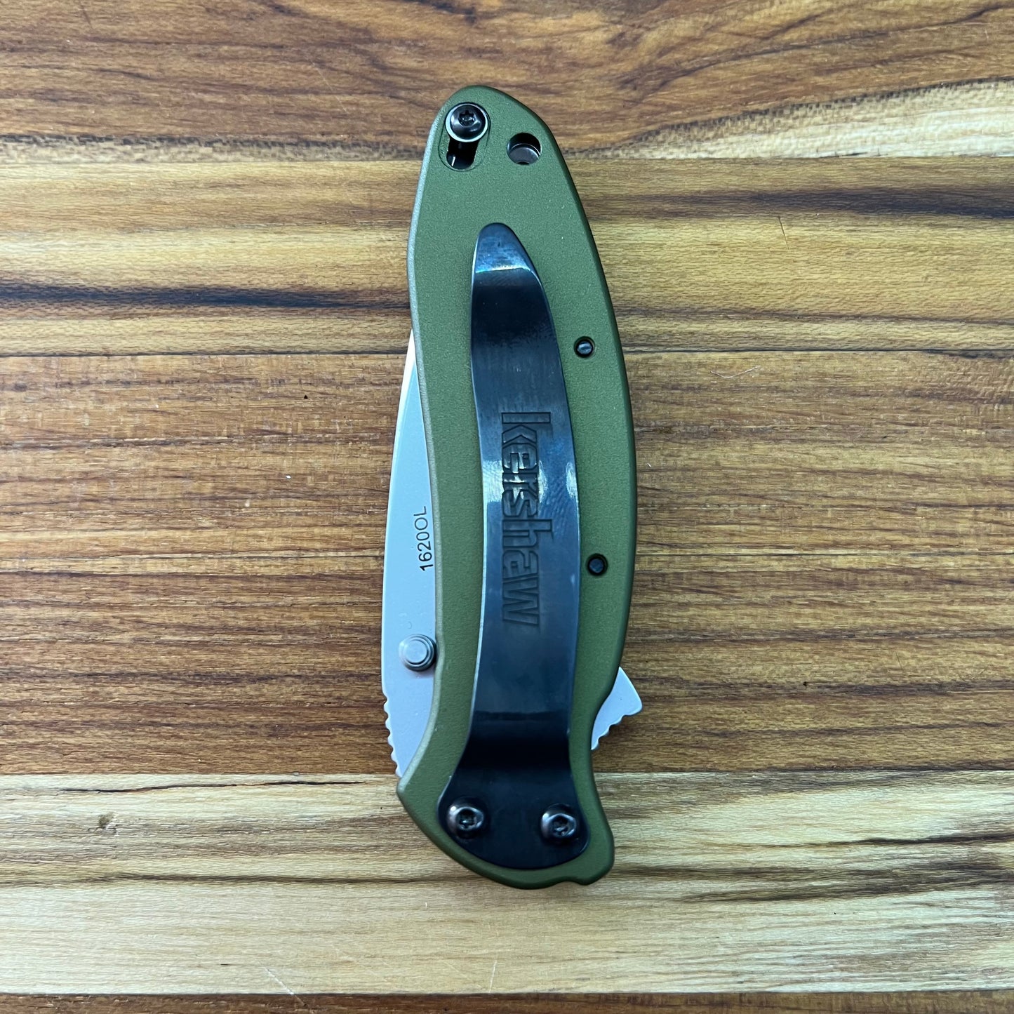 Kershaw Scallion 2.5" Flipping Knife w/ Olive Aluminum Handle