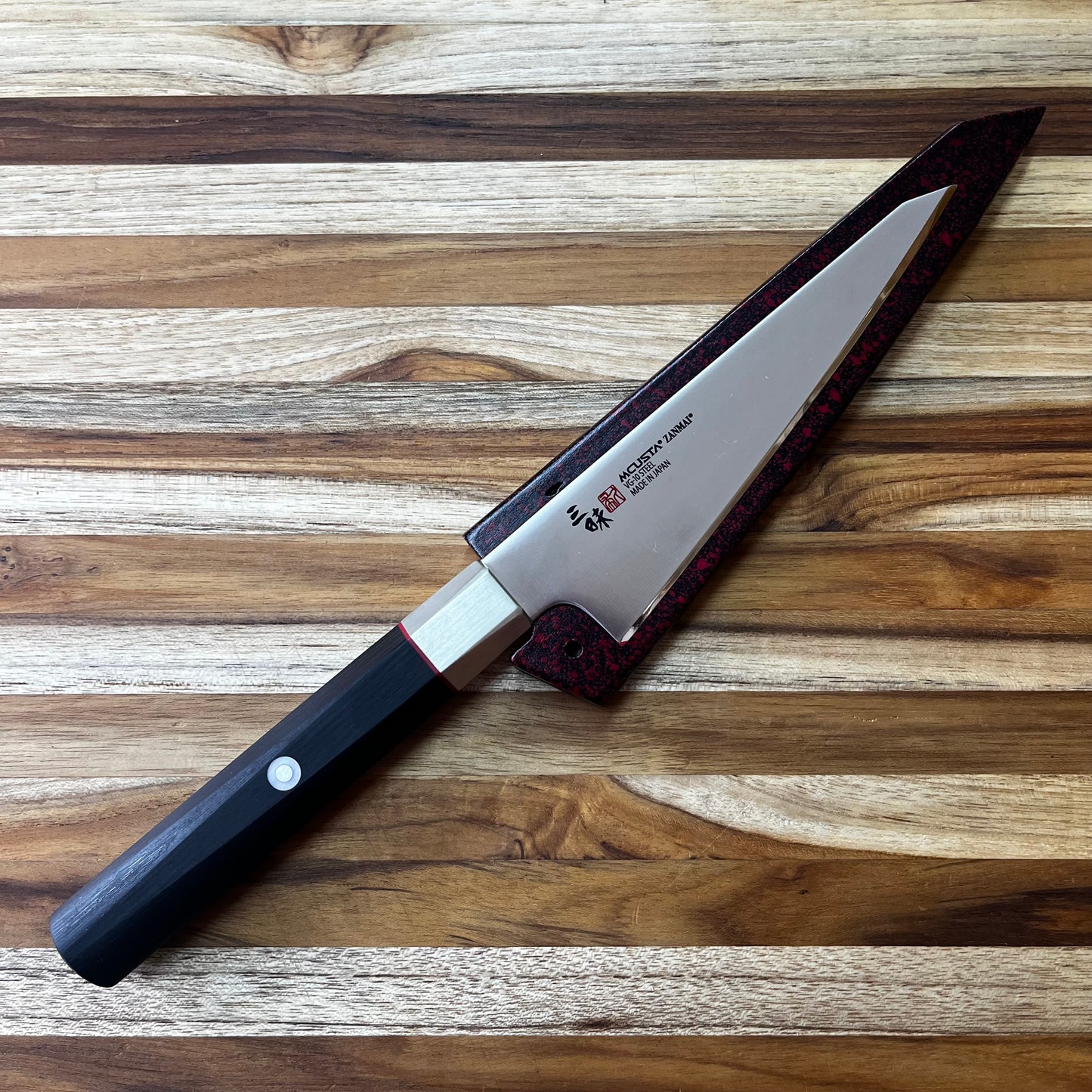 Mcusta Zanmai Red Lacquer 145mm (5.75") Boning Saya w/ Pin