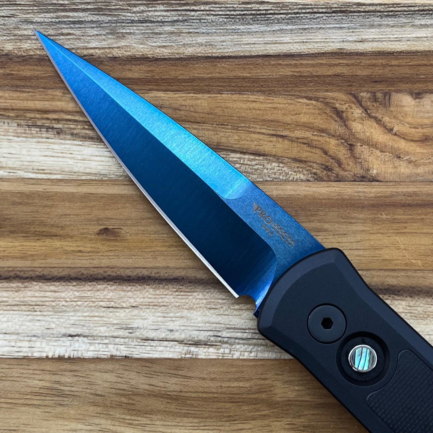Pro-Tech Godson 3.15" Sapphire Auto w/ Deep Carry Black Aluminum & G10 Inlay Handle