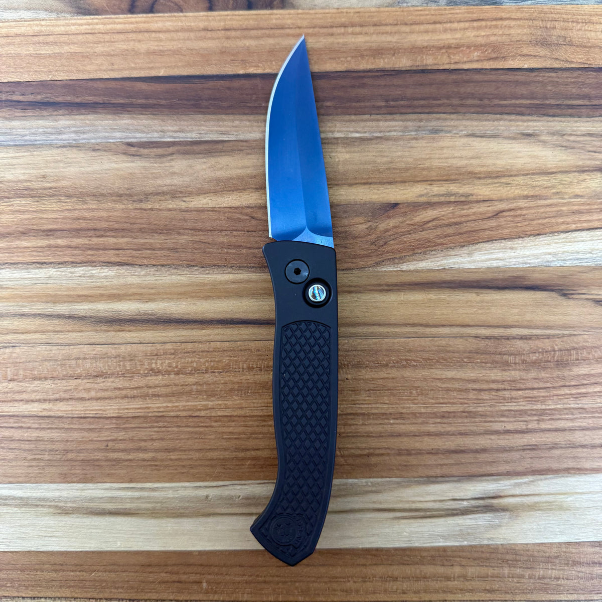 Pro-Tech Brend Classic 3" Auto w/ Sapphire Blade & Black Diamond Texture Aluminum Handle