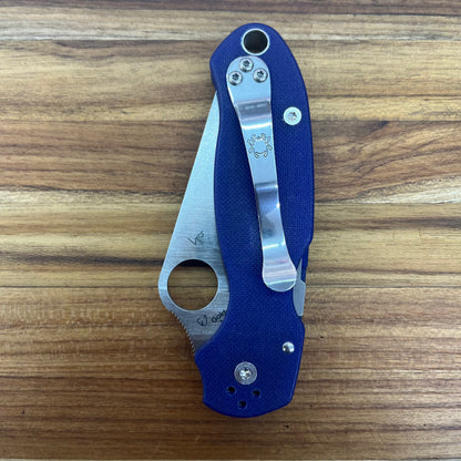 Spyderco Paramilitary 3 3" Folding Knife w/ Dark Blue G10 Handle