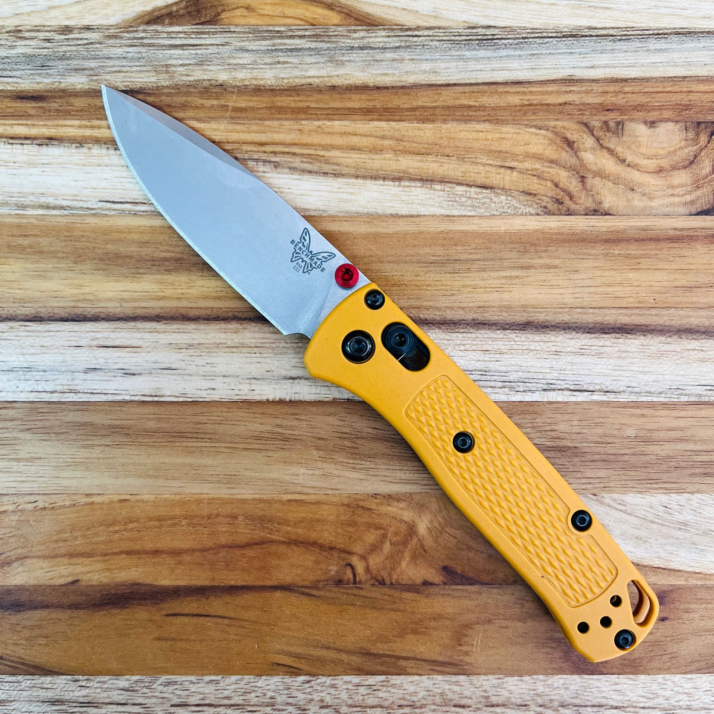 Benchmade Mini Bugout 2.85" Folding Knife w/ Daybreak Yellow Grivory Handle