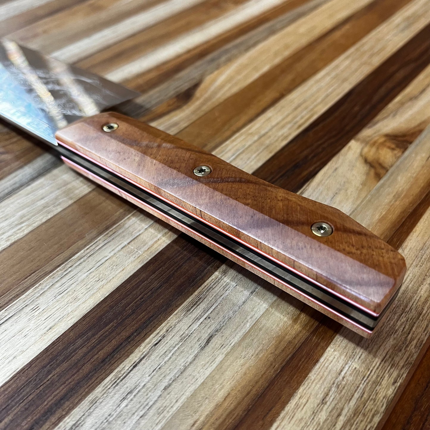 Meglio Semi-Custom 9" Satin K-Tip Western Chef's Knife w/ Lasered Abstract Beauty & Torrey Pine Handle