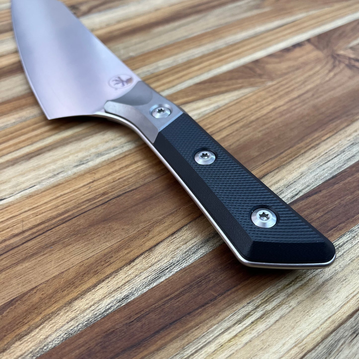 Microtech Culinary 8" Chef's Knife w/ Titanium Bolster & Black G10 Handle