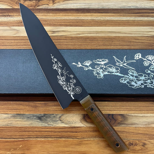 Greg Cimms Custom Sparrow 220mm (8.5") Chefs Knife w/ Ultem Handle