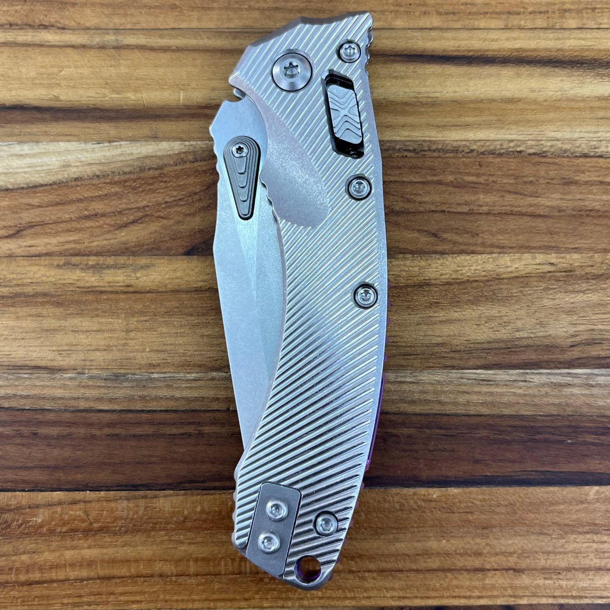 Microtech Marfione Select Amphibian Mini 3.25" Folding Knife w/ RAM-LOK & Purple Accented Titanium Handle