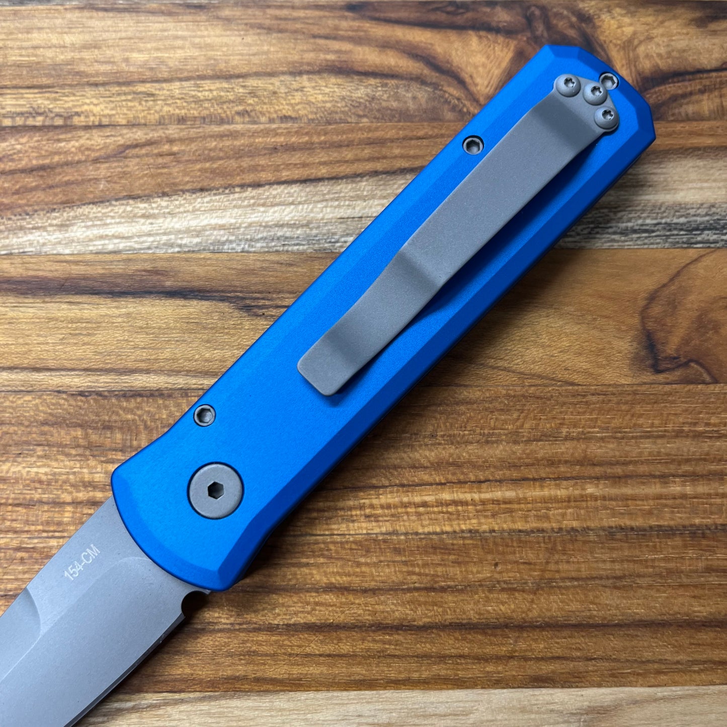 Pro-Tech Godson 3.15" Left-Handed Auto w/ Blue Aluminum Handle