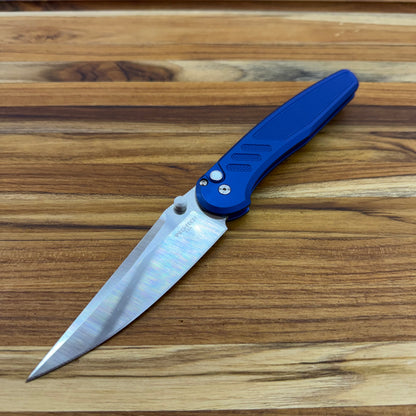 Pro-Tech Avalon 4.25" Folding Knife w/ Knurled Blue Aluminum Handle
