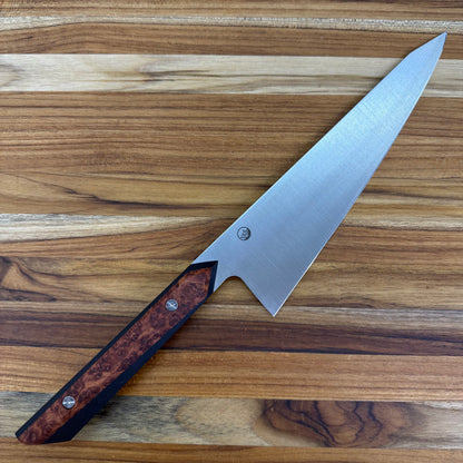 Enceladus Custom 200mm (8") K-Tip Gyuto w/ Amboyna Burl & Richlite Handle