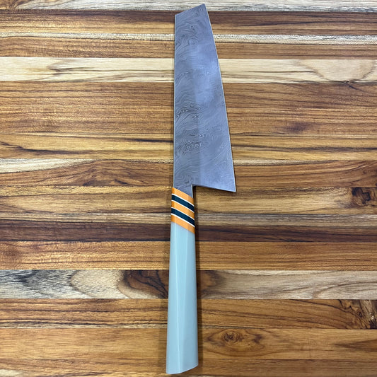3rd Hill Customs 145mm (6") Damasteel Bunka w/ Sage Resin Handle