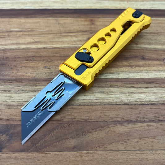 Reate Exo-U Gravity 2.5" Utility Knife w/ Yellow Speedhole Handle