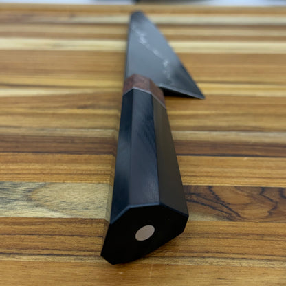 Enceladus Custom 180mm (7") K-Tip Gyuto w/ G10 & Honduran Rosewood Burl Handle