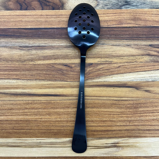 Mercer Tool 8" Matte Black Perforated Bowl Plating Spoon