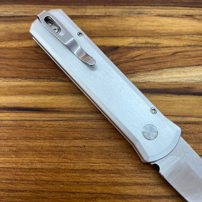 Pro-Tech Godson 3.15" Auto w/ Crosscut Carbon Fiber Inlay on Silver Aluminum & Black Lip Pearl Button