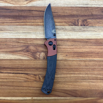 Benchmade Crooked River 4" Folding Knife w/ Burnt Copper Aluminum & Black Canvas Micarta Handle