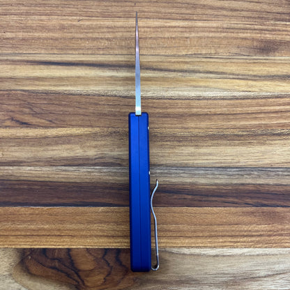 Pro-Tech Custom Duke 2 2.75" Auto w/ Mike Irie Grind & Navy Blue Aluminum Handle