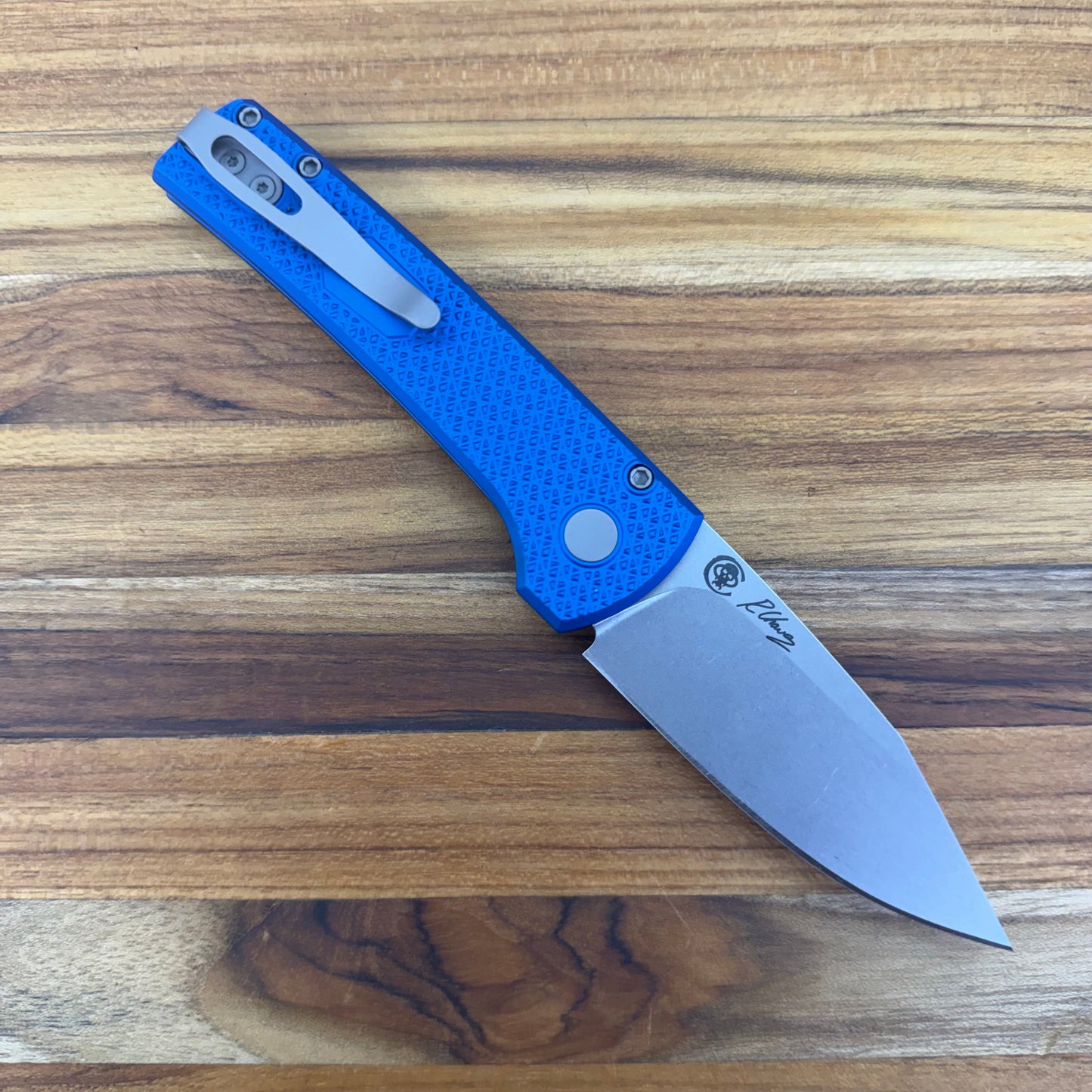 Pro-Tech Chavez Scapegoat Compact 3" Auto w/ MagnaMax & Blue Carbide Textured Aluminum Handle