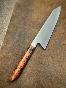 Baldwin Blades 7.75" Gyuto Kiritsuke in AEB-L and Orange/Black Birchwood