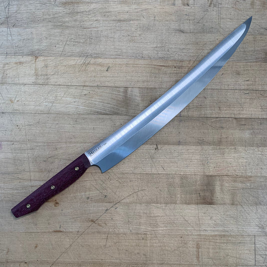 Meglio Semi-Custom 14" Satin Scimitar w/ S-Grind & Purpleheart Handle