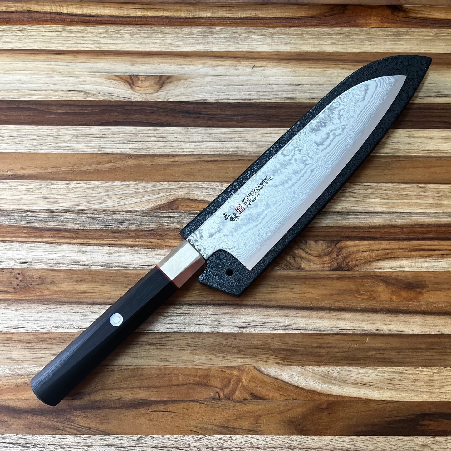 Mcusta Zanmai Black Lacquer 180mm (7") Santoku Saya w Pin