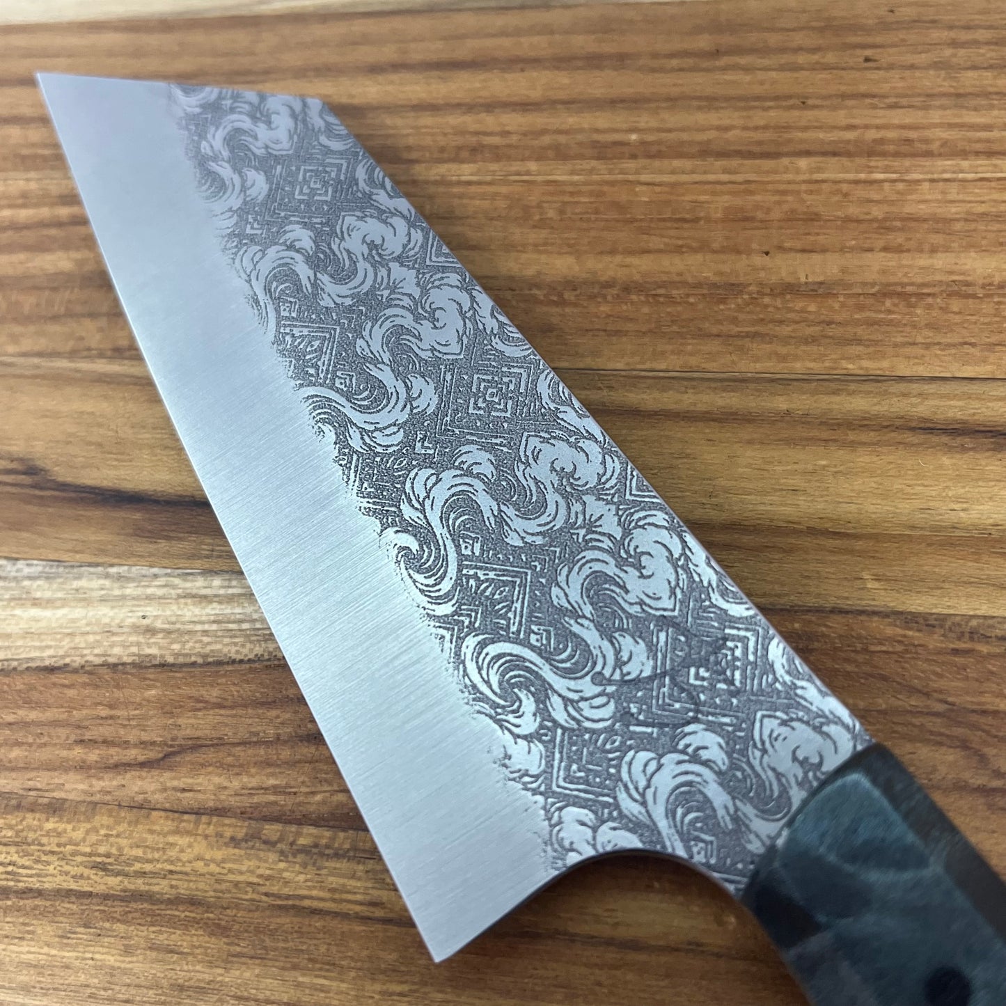 Running Man Forge Semi-Custom 120mm (4.75") Funayuki w/ Laser Engraving & Green Maple Handle