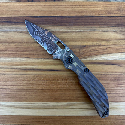 Dwyer Custom Goods BBNM 3" Folding Knife w/ Milled Thermal Antique Bronze Titanium Handle