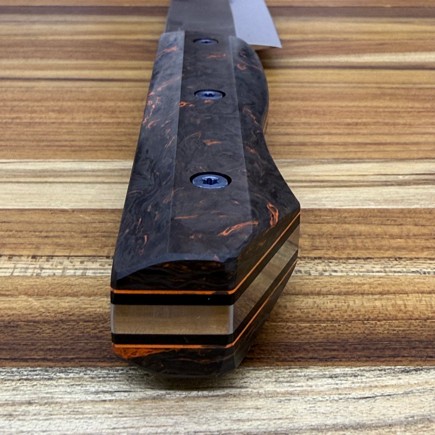 Meglio Blade Show Custom 10" PD#1 Sakimaru Sujihiki w/ S-Grind & Orange Dark Matter Carbon Fiber Handle