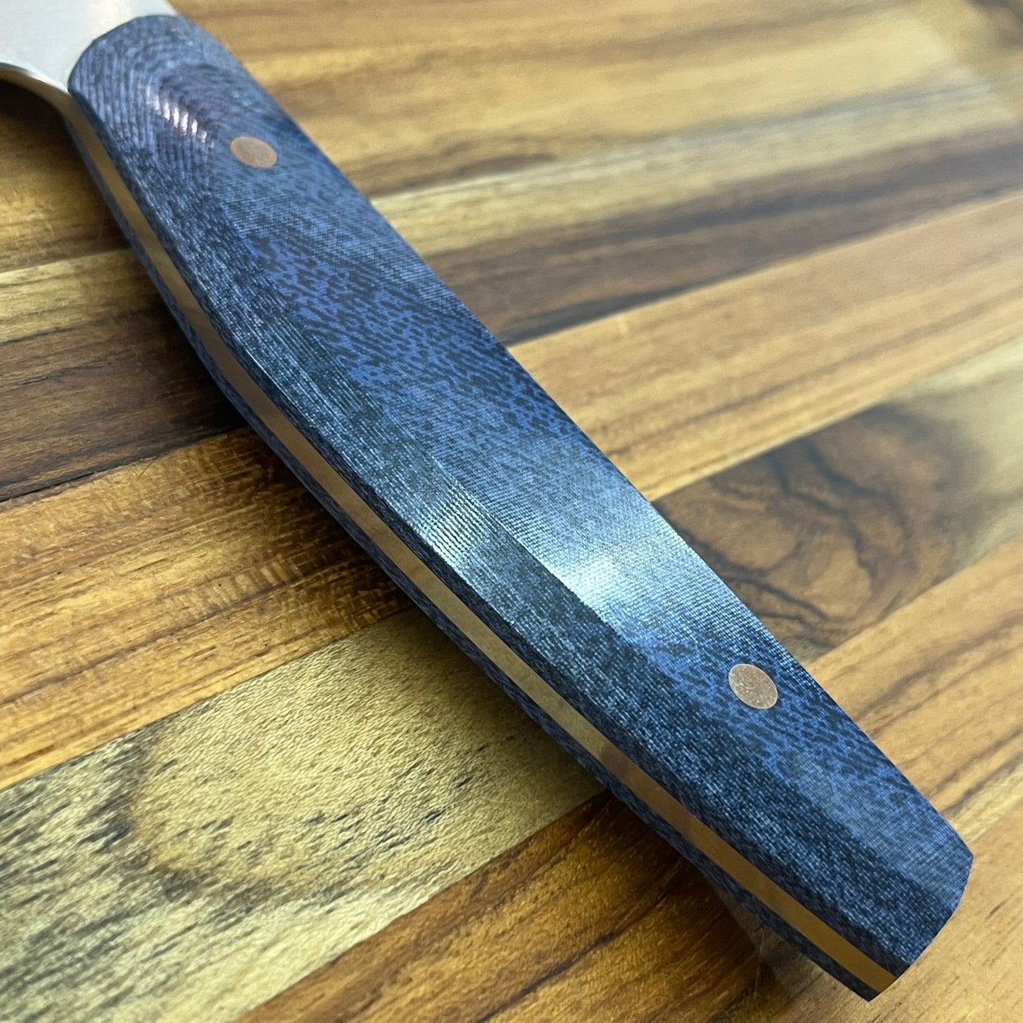 Patterson Forge Semi-Custom 200mm (8") Chef's Knife w/ Denim Micarta Handle & Copper Hardware
