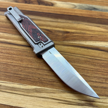 Reate EXO-M 3.25" Drop Point Gravity Knife w/ Red & Black Handle