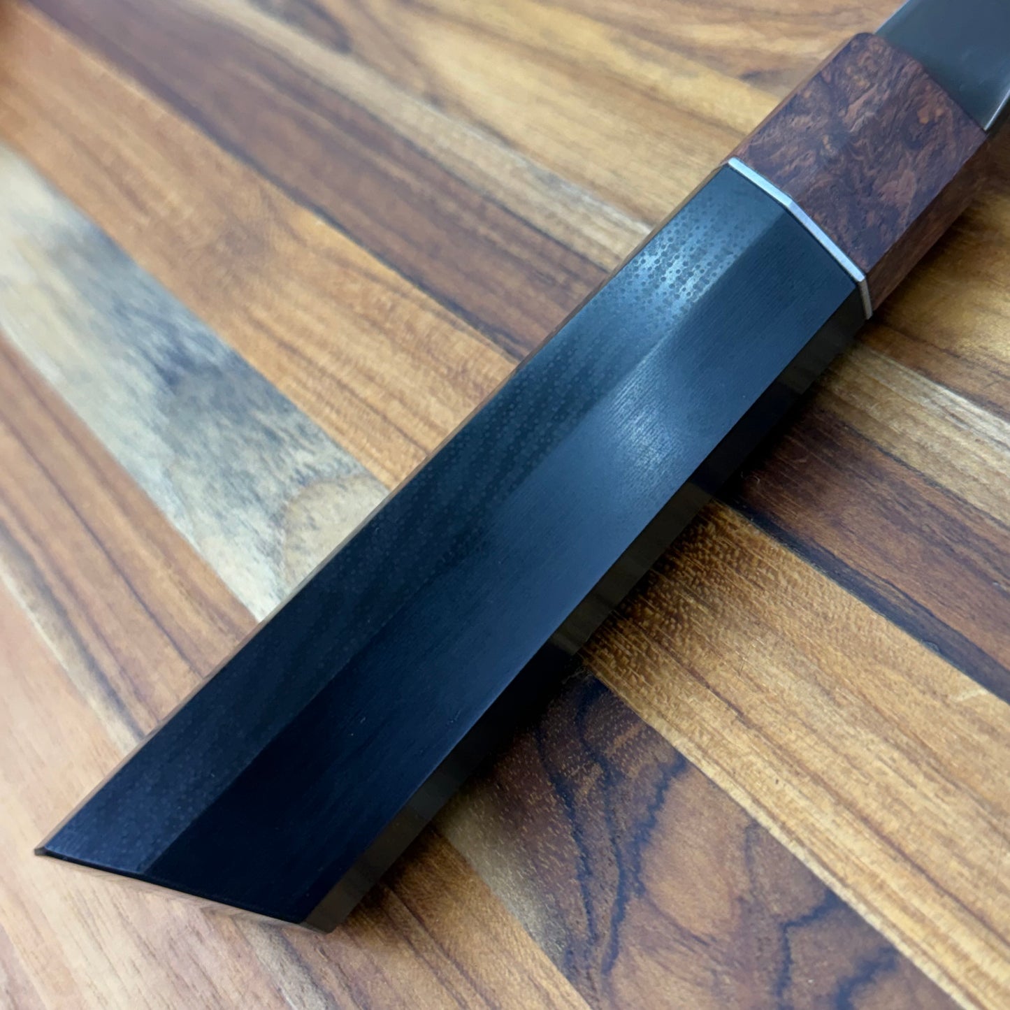 Enceladus Custom 180mm (7") K-Tip Gyuto w/ G10 & Honduran Rosewood Burl Handle