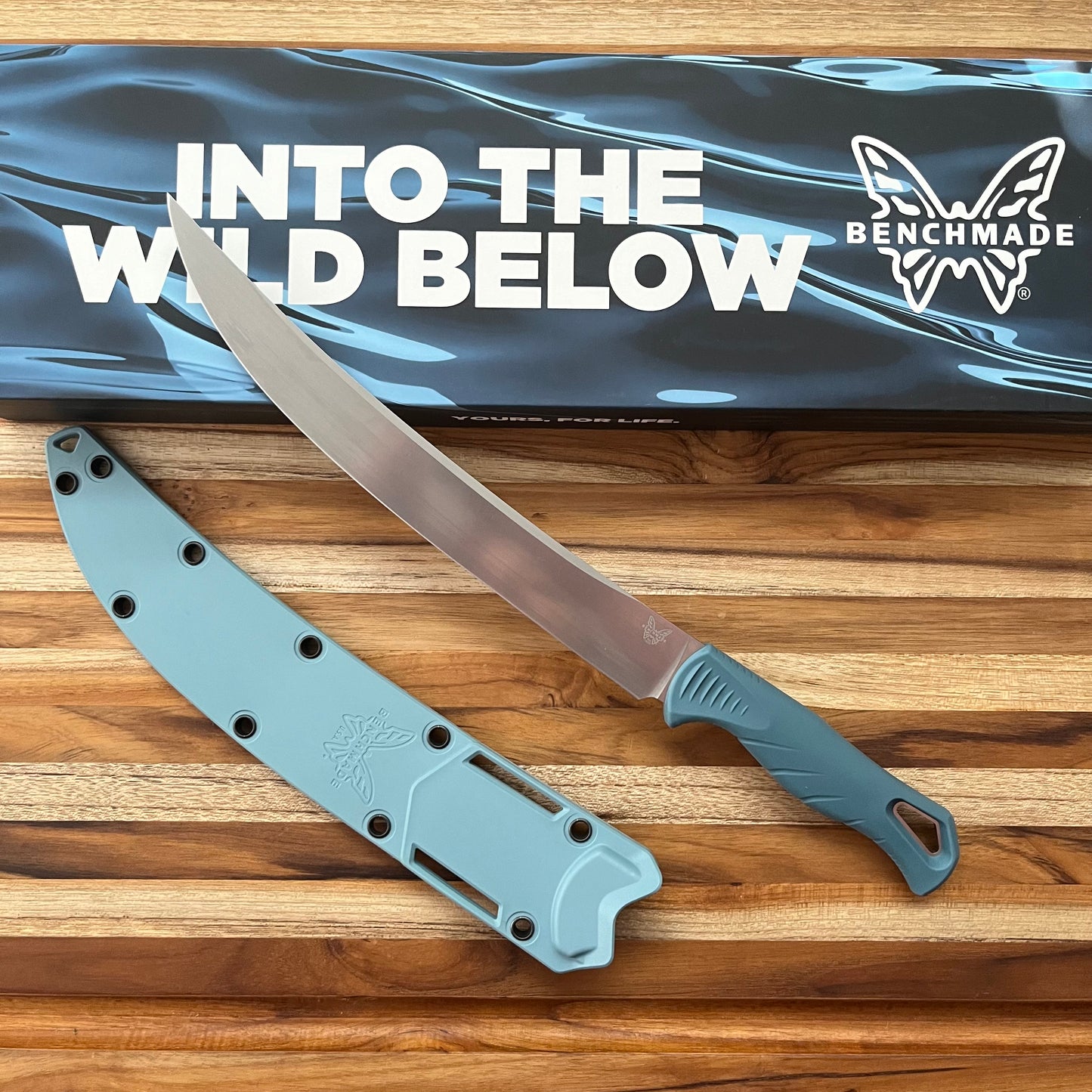 Benchmade Fishcrafter 9" Fillet Knife w/ Sheath & Depth Blue Santoprene