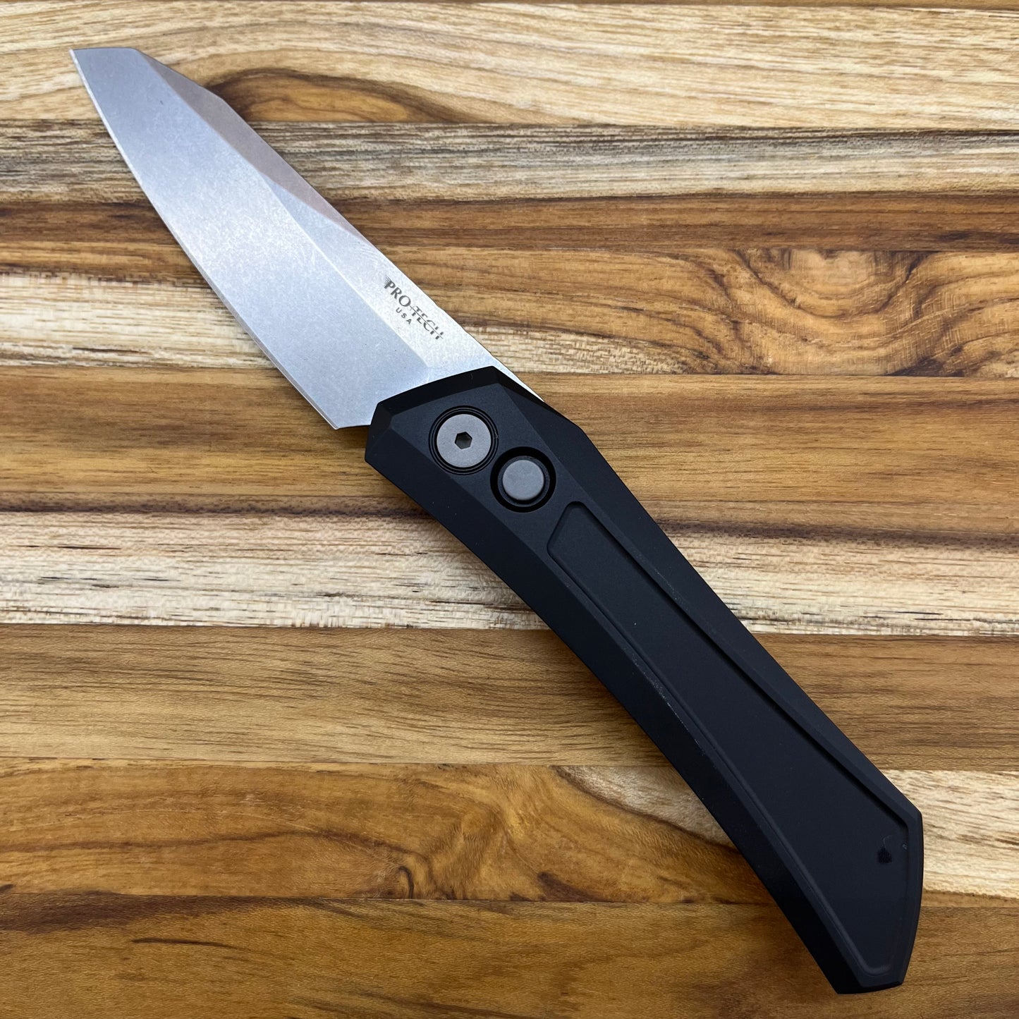 Pro-Tech Oligarch 3.5" Stonewash Auto w/ Black Aluminum Handle