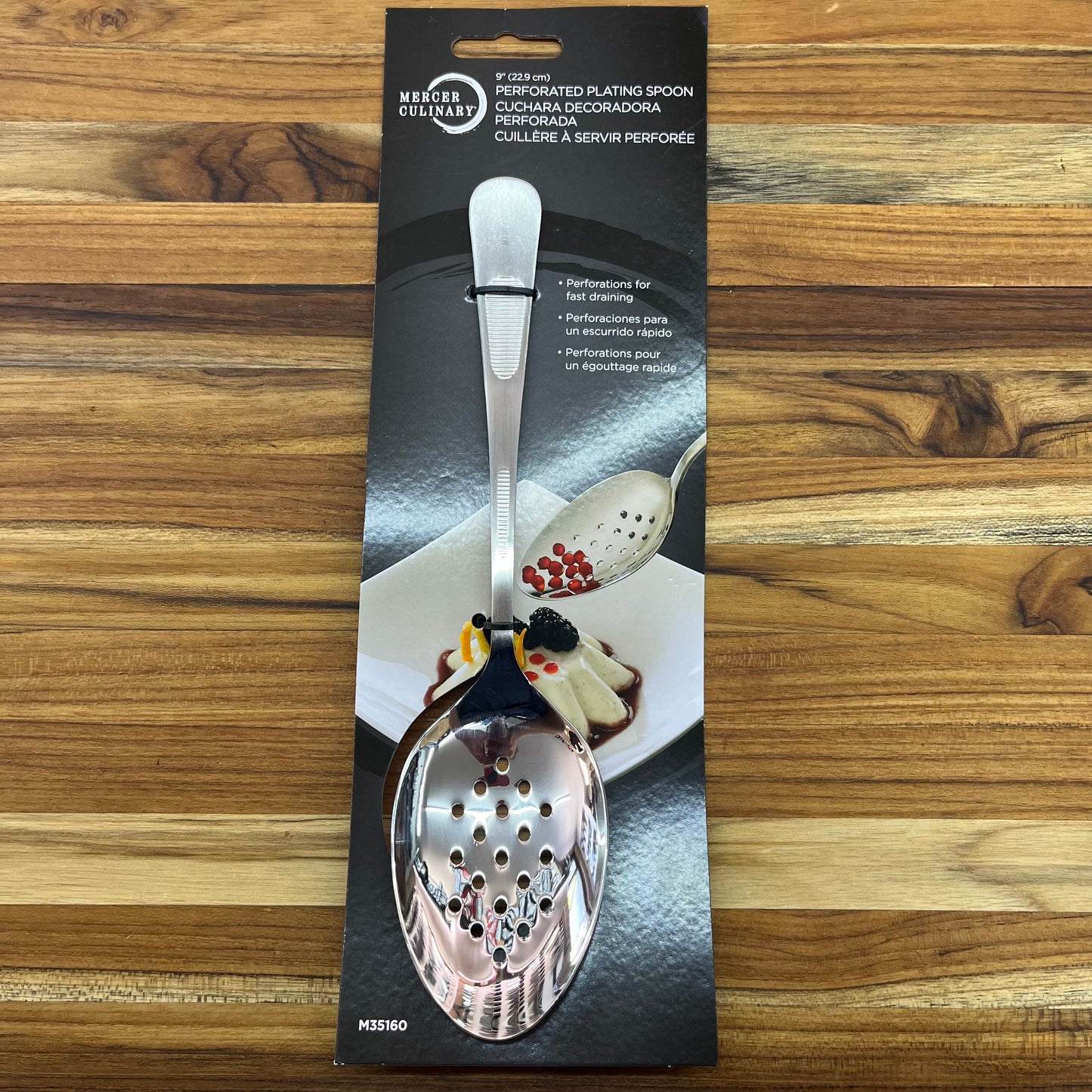 Mercer Tool 9" Satin Perforated Bowl Plating Spoon