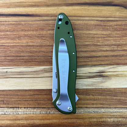 Kershaw Leek 3" Flipping Knife w/ Olive Aluminum Handle