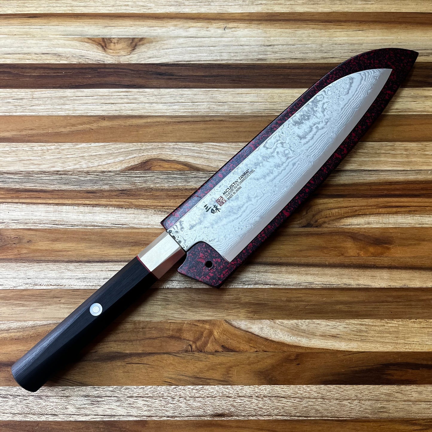 Mcusta Zanmai Red Lacquer 180mm (7") Santoku Saya w/ Pin