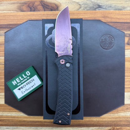 Pro-Tech Blade Show Chavez Redencion 3.25" Auto w/ Copper Rose PVD Blade & Black Tread Textured Aluminum Handle