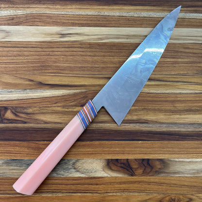 3rd Hill Customs 215mm (8.5") Damasteel Gyuto w/ Peach Resin Handle