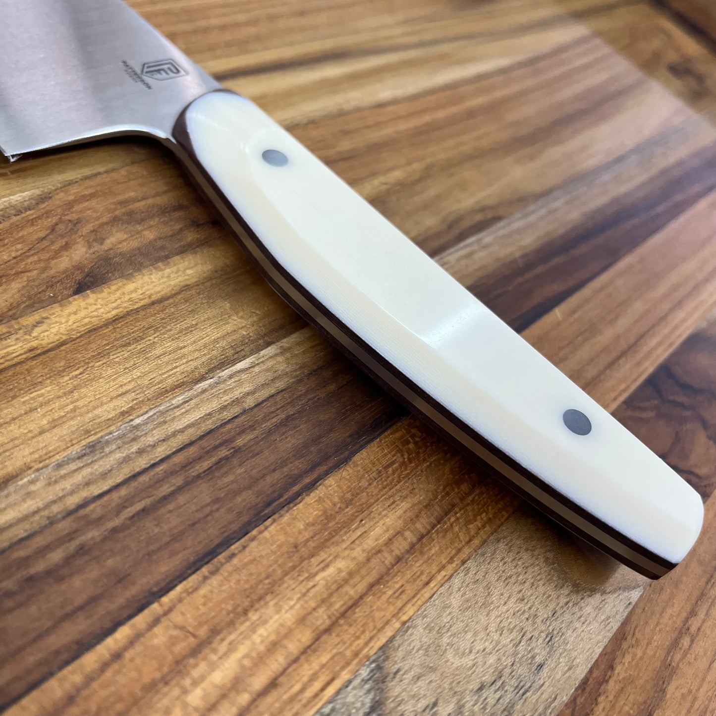 Patterson Forge Semi-Custom 165mm (6.5") Santoku w/ White Linen & Vintage Micarta Handle