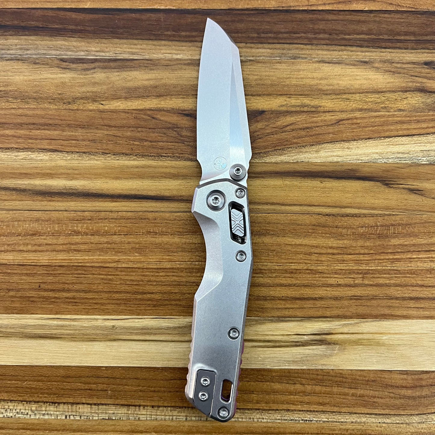 Microtech Marfione Select MSI Mini Ram-Lok 3" Folding Knife w/ Stonewashed Titanium & Purple Accented Handle