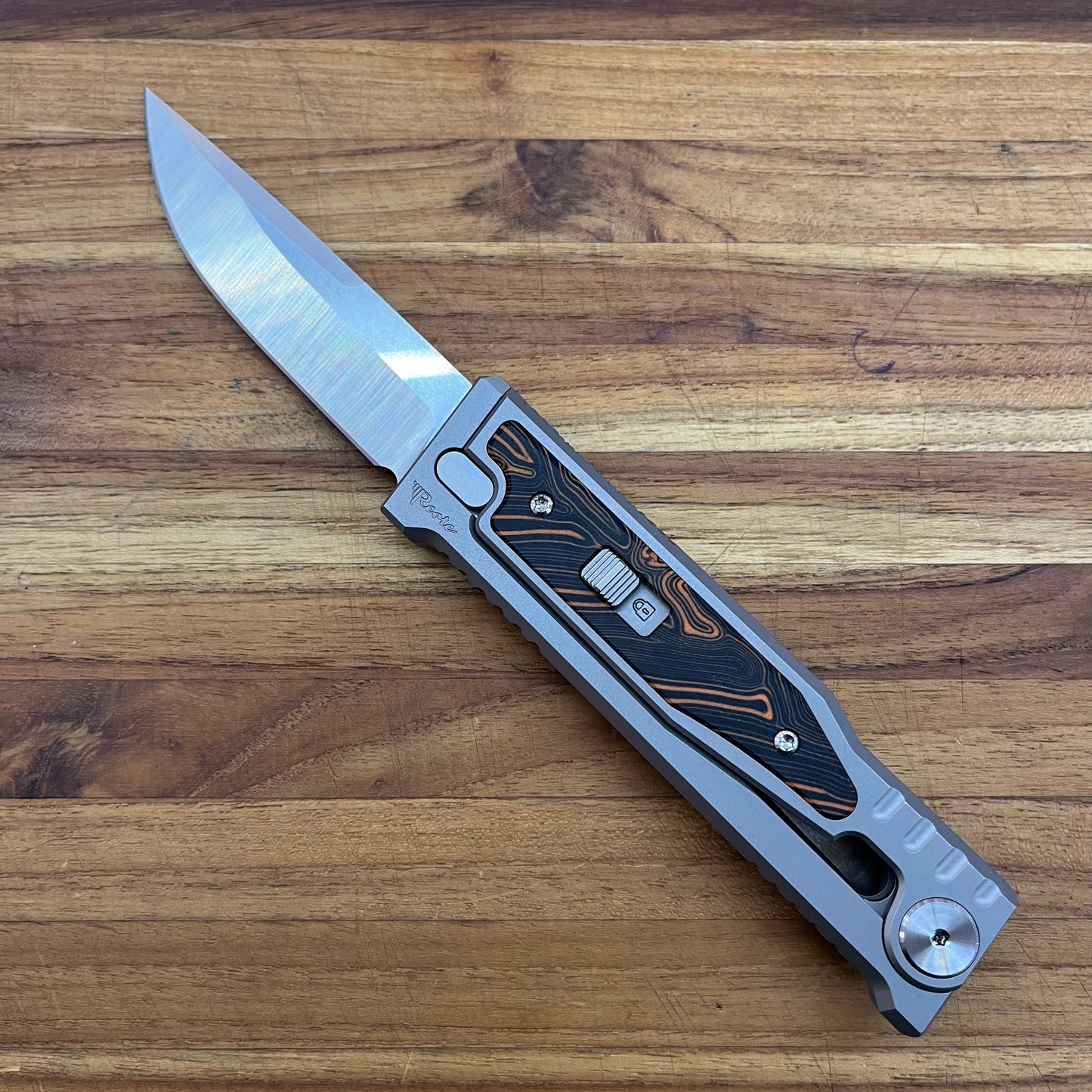 Reate EXO-M 3.25" Drop Point Gravity Knife w/ Orange & Black Handle