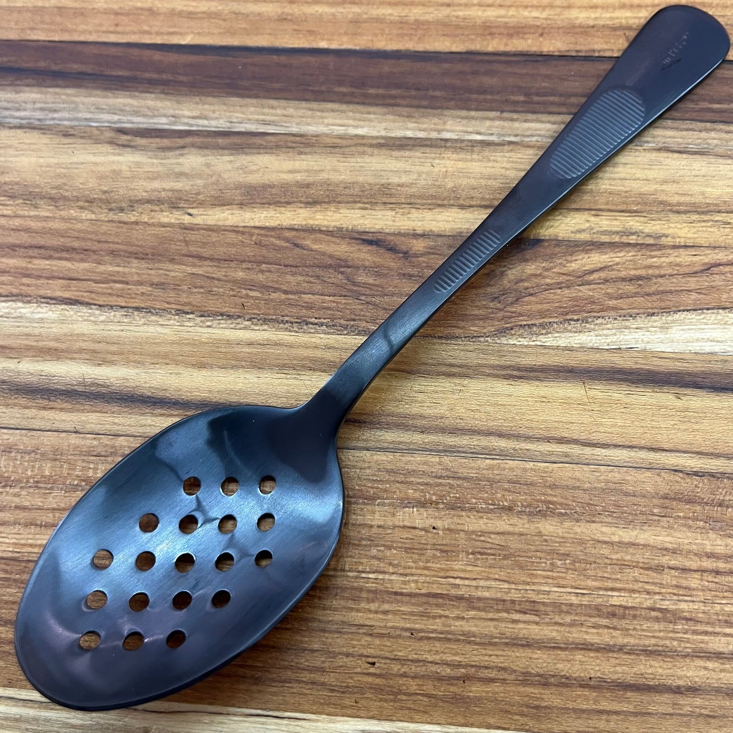 Mercer Tool 8" Matte Black Perforated Bowl Plating Spoon