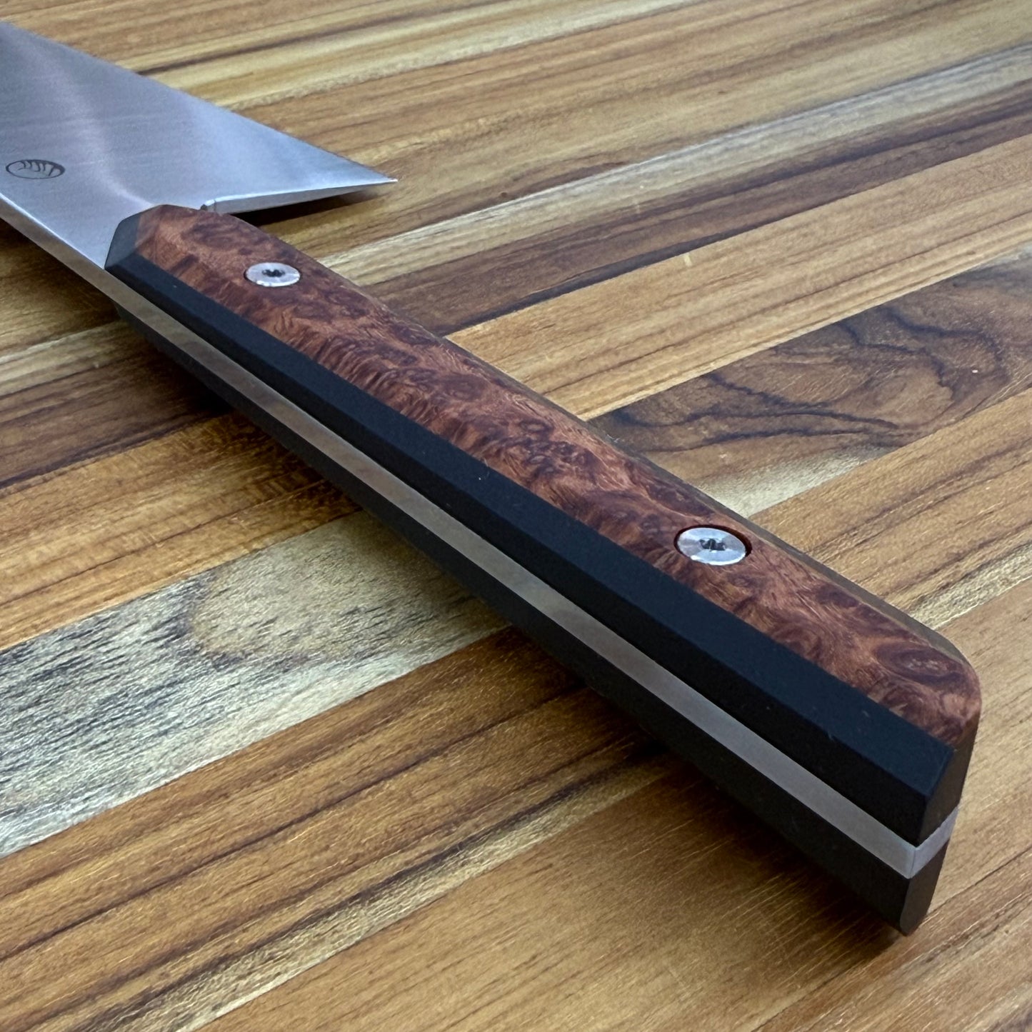 Enceladus Custom 200mm (8") K-Tip Gyuto w/ Amboyna Burl & Richlite Handle