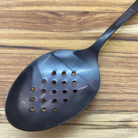 Mercer Tool 9" Matte Black Perforated Bowl Plating Spoon