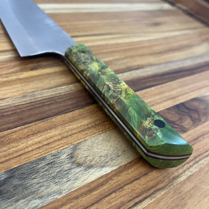 Running Man Forge Ready Series 170mm (6.75") Santoku w/ Green Maple Burl Handle
